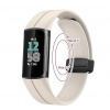 eses Silikónový remienok s magnetickou sponou pre Fitbit Charge 5 a 6 - Béžový
