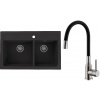 Set Alveus (dřez Atrox 50 Black 91 + baterie Mintas Černá/Kartáčovaná ocel) SETA25077