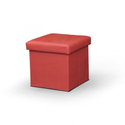 Tempo Kondela Skladací taburet, ekokoža červená, TELA NEW (40x37x40cm)