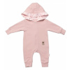 Baby Nellys Teplákový overal s kapucňou a volánikom, New Bunny - púdrová 86 (12-18m)