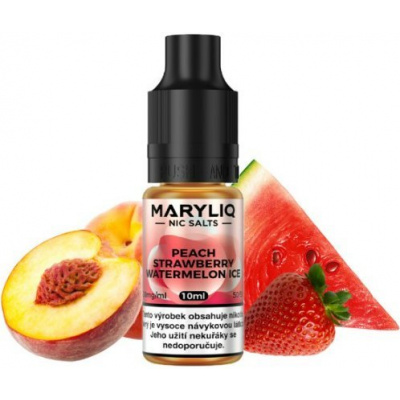 Liquid MARYLIQ Nic SALT Peach Strawberry Watermelon Ice 10ml - 20mg (Ovocný mix broskve, jahody a vodního melounu)