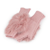 Dámske / dievčenské pletené rukavice bezprsté s kožušinou - púdrová