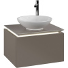 VILLEROY & BOCH Legato závesná skrinka pod umývadlo na dosku (umývadlo v strede), 1 zásuvka, s LED osvetlením, 600 x 500 x 380 mm, Truffle Grey, B567L0VG