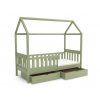 Wilsondo Detská posteľ so zábranou a úložným priestorom Johny 80x180 - olivová