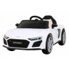 Elektrické autíčko Audi R8 biele 2x35W 1-miestny + diaľkové ovládanie + bezpečnostné pásy + audio + LED