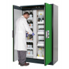 Protipožiarna skriňa typ Select, s deliacou stenou, výsuvné vane a police s vaňami, dvere zelené