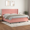 vidaXL Posteľný rám boxsping s matracom ružový200x200 cm zamat - Ružová - 58288-13277