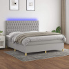 vidaXL Posteľ boxsping s matracom a LED bledosivá 180x200 cm látka