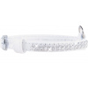 COLLAR Lesklý kožený obojok s kryštálmi, 38-49cm/25mm, biela