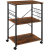TecTake Servírovací vozík Rugby 65,5 × 45,5 × 88,5 cm – Industrial tmavé drevo