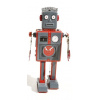 Blechfabrik Robot radio grey/red 22.5 cm with wind-up mechanism, uni