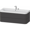 DURAVIT Happy D.2 Plus c-shaped závesná skrinka s nábytkovým umývadlom s dvomi otvormi, 2 zásuvky, 1175 x 490 x 480 mm, grafit super matná, HP4349E80800000