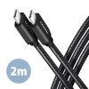 AXAGON BUCM3-CM20AB, SPEED kabel USB-C USB-C, 2m, USB 3.2 Gen 1, PD 60W 3A, ALU, oplet, černý Axagon