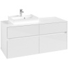 VILLEROY & BOCH Collaro závesná skrinka pod umývadlo na dosku (umývadlo vľavo), 4 zásuvky, 1200 x 500 x 548 mm, Glossy White, C07100DH