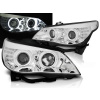 BMW E60 / E61 03-07 - predné chrom svetlá s ANGEL EYES CCFL a LED smerovky