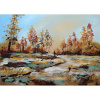 Poľovný revír - Ľudo Ševčík, originálny, ručne maľovany obraz L (do veľkosti 95x95cm) Viac farieb