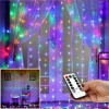 LED svetelný záves 3×3 m – viacfarebný, USB napájanie, diaľkové ovládanie, 8 režimov, IP65 + háčiky