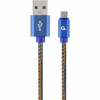 Gembird oplétaný denim USB-A/microUSB kabel 1m CC-USB2J-AMmBM-1M-BL
