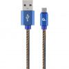 Gembird oplétaný denim USB-A/microUSB kabel 1m CC-USB2J-AMmBM-1M-BL