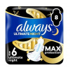 Always Ultimate Night Veľkosť 6 Hygienické vložky s krídelkami, 8 ks