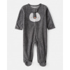 CARTER'S Overal na zips fleece Sleep & Play grey Penguin uni NB/veľ.56 1T614510_NB