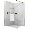 Rea Aero Brush, sprchová zástena typu Walk-in 100x195 cm + polica a držiak na uteráky EVO, zlatá matná, KPL-09134