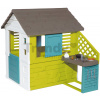 Domček s kuchynkou Pretty New Grey Playhouse&Kitchen Smoby a 2 okná s posuvnými okenicami a polovičné dvere UV filter od 2 rokov