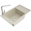 Mexen Elias, 1-komorový granitový drez 795x480x200 mm a drezová batéria Flora, béžová, 6511-69-670401-00