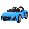 Elektrické autíčko Audi R8 modré 2x35W 1-miestny + diaľkové ovládanie + bezpečnostné pásy + audio + LED