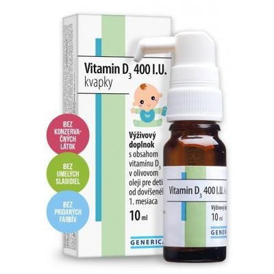 GENERICA Vitamin D3 400 I.U. kvapky 1x10 ml