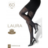 LADYB LAURA 60 DEN / Dámske pančuchové nohavice so vzorom kosoštvorcov - nero XL