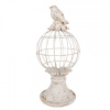 Clayre & Eef Béžová antik dekorácia klietka s vtáčikom Birdie - 12*7*14 cm - Clayre & Eef