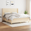 vidaXL Posteľný rám boxspring s matracom krémový 180x200 cm látka - Krémová - 106970-207100