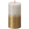 Vianočná sviečka Bolsius Rustic, Sunset Sandy Grey+Gold, 130/68 mm