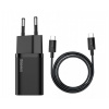 NoName Baseus rýchlonabíjačka do siete Super Si USB-C PD QC 25W (s káblom USB-C na USB-C) čierna 6953156206021