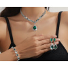B-TOP 3-dielna kryštálová súprava Crystal Drop - postriebrená Druh barvy: Zelená