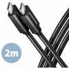 AXAGON BUCM32-CM20AB, SPEED+ kábel USB-C USB-C, 2 m, USB 20Gbps, PD 100W 5A, 4k HD, ALU, opletenie, čierny BUCM32-CM20AB
