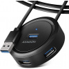 AXAGON HUE-P1AL, 4x USB 3.2 Gen 1 ROUND hub, micro USB napájecí konektor, kabel USB-A 1.2m