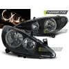 Predné svetlá Peugeot 307, 2001-2005, Angel Eyes, čierne black s hmlovkou 2