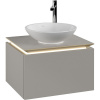 VILLEROY & BOCH Legato závesná skrinka pod umývadlo na dosku (umývadlo v strede), 1 zásuvka, s LED osvetlením, 600 x 500 x 380 mm, Soft Grey, B567L0VK
