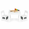 Ecotoys Drevený stôl a stoličky s úložnými košmi