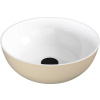 Polysan BANERA ROUND umývadlo na dosku, liaty mramor, priemer 39cm, biela/béžová mat, 14337.82