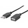 MANHATTAN Kabel USB 2.0 prodlužovací A Male / A Female 1,8m černý