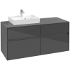 VILLEROY & BOCH Collaro závesná skrinka pod umývadlo na dosku (umývadlo vľavo), 4 zásuvky, 1200 x 500 x 548 mm, Glossy Grey, C07100FP