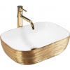 Umývadlo na dosku Rea Belinda White GOLD BRUSH
