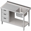 STALGAST Stôl s jednokomorovým drezom z pravej strany, s blokom troch zásuviek a policou 1600x600x850 mm | STALGAST, 982366160