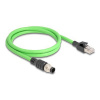Delock - Síťový kabel - 8kolíkový M12 (M) do RJ-45 (M) - 1 m - 6.8 mm - SF/UTP - A-kódované, provedení bez hrbolků - zelená