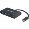 Manhattan 162746 USB Hub 4 porty USB-A USB 3.1 Gen1 5 GBit/s s konektorem USB C černá Manhattan USB-C Dock/Hub, Ports (x4): USB-A (x4)