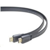 PremiumCord HDMI High Speed + Ethernet plochý kabel, zlacené konektory, 1m
