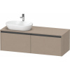 DURAVIT Ketho 2 závesná skrinka pod umývadlo na dosku (umývadlo vľavo), 2 zásuvky, 1400 x 550 x 459 mm, plátno, K24888L75750000